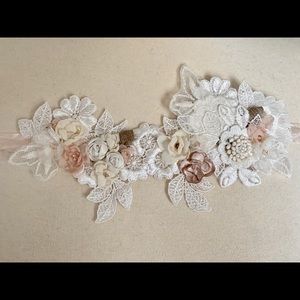 Bridal bohemian Handmade belt/sash tie headband